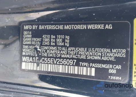 2014 BMW 228 z USA, uszkodzony, nr VIN WBA1F5C55EV256097